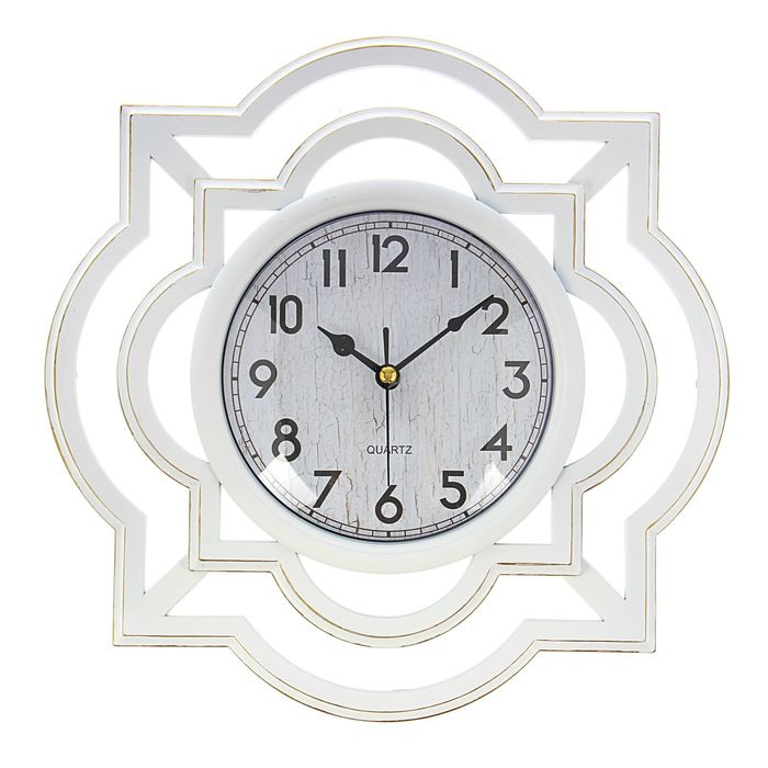 Часы настенные круглые "Серия Жанна. Графика", ретро циферблат, рама белая