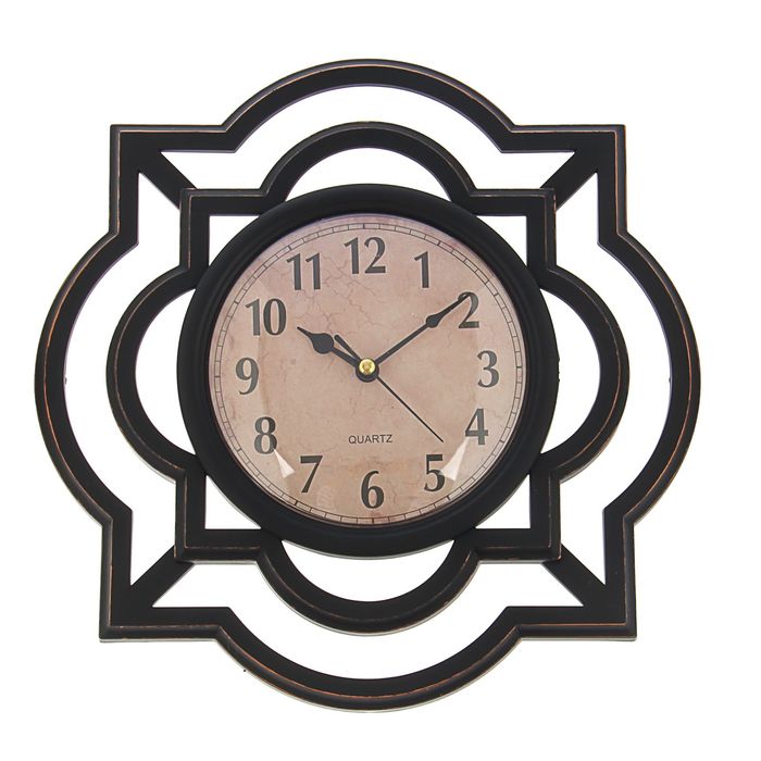 Часы настенные круглые "Серия Жанна. Графика", ретро циферблат, рама чёрная