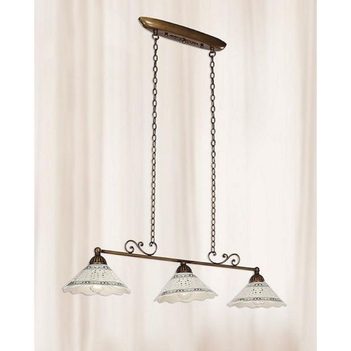 Люстра подвес "Аманда" 3 лампы 60W Е27 бронза керамический плафон 58х75 см