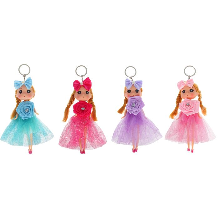 Мягкая игрушка-брелок "Куколка" с бантом, цвета МИКС