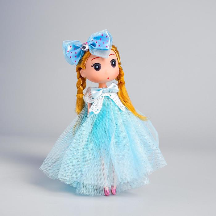 Мягкая игрушка-брелок "Модница" с бантом, цвета МИКС