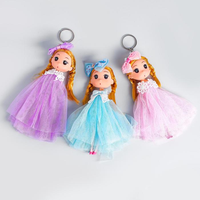 Мягкая игрушка-брелок "Модница" с бантом, цвета МИКС