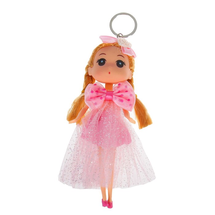 Мягкая игрушка-брелок "Подруга", с бантом, цвета МИКС