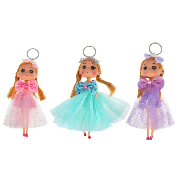 Мягкая игрушка-брелок "Подруга", с бантом, цвета МИКС