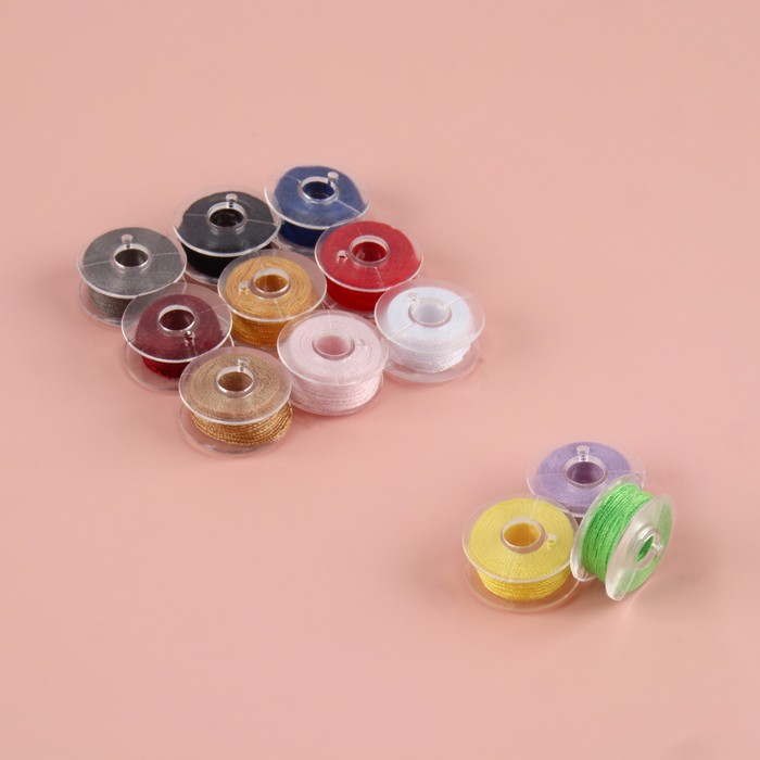 Набор шпулек с нитками, d = 19,5 мм, 12 шт, цвет разноцветный набор шпулек с нитками d2см 25шт чёрный пластик кор ау 5404082