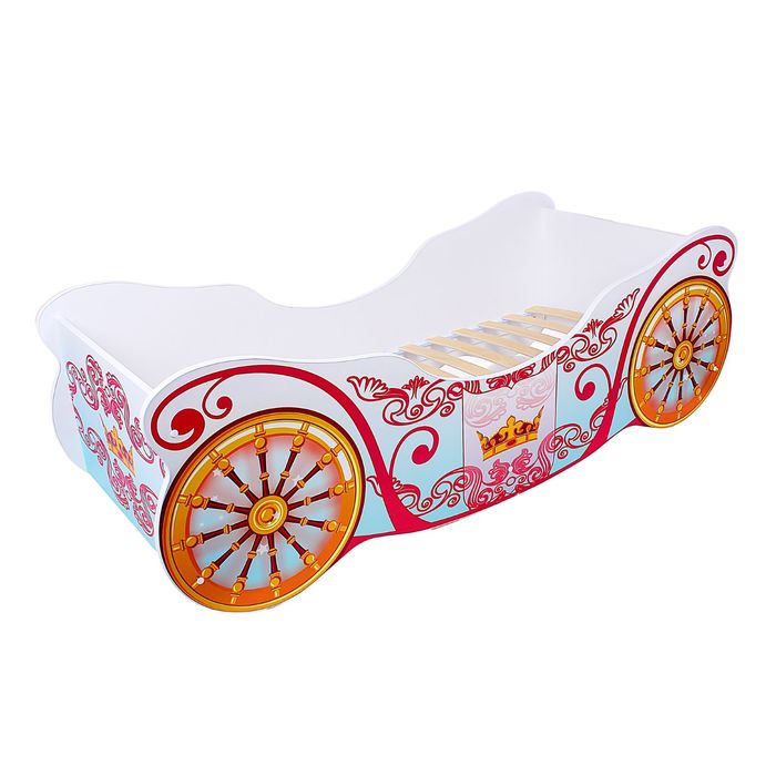 Кровать-карета «Корона», цвет голубой