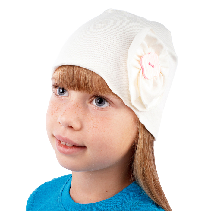 Шапка для девочки "Ветер", размер 52, цвет экрю/светло-розовый