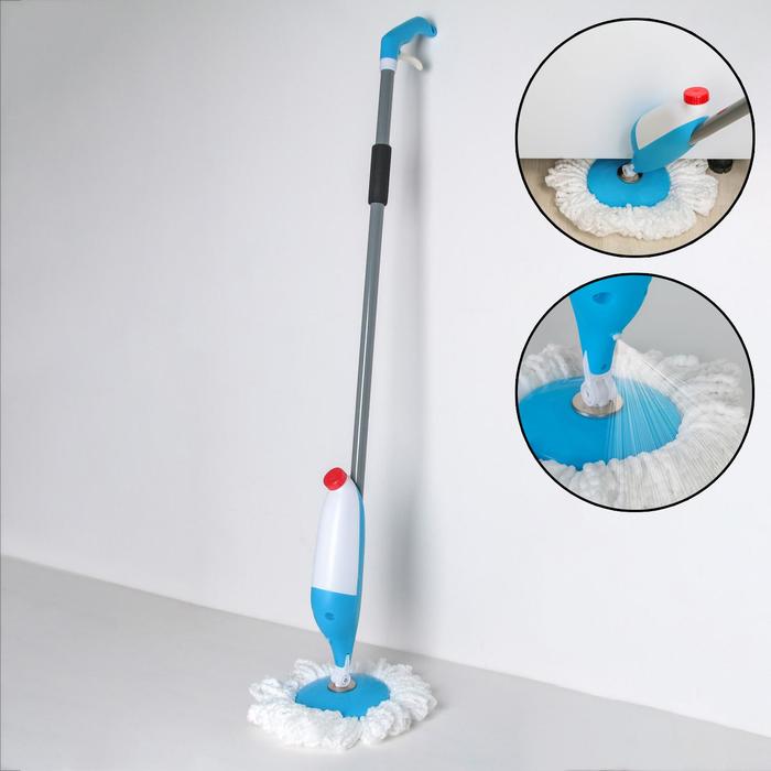 Швабра с распылителем, насадка из микрофибры 17х17х129 см МИКС