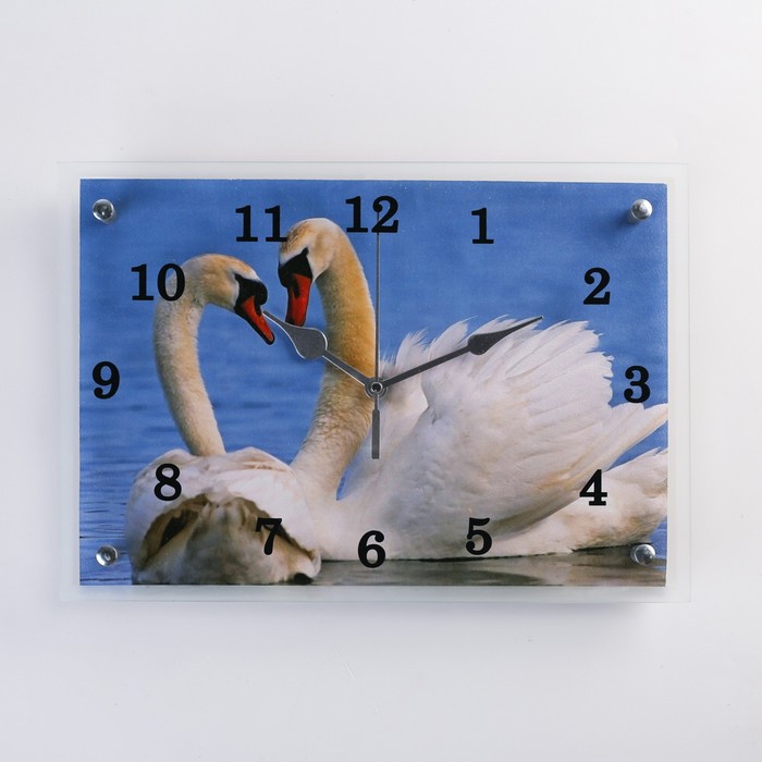 Часы настенные, серия: Животный мир, Лебеди, 25х35 см