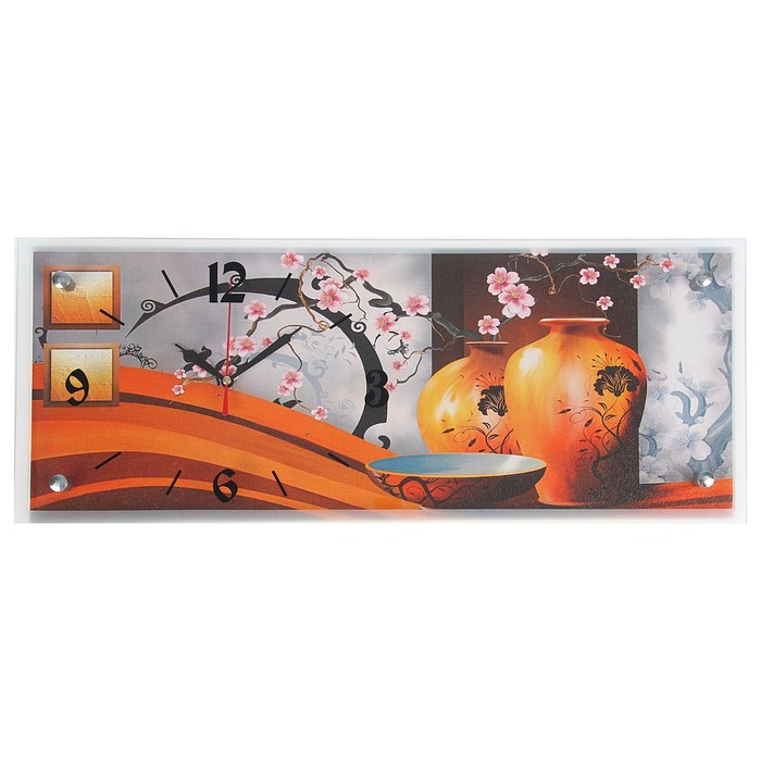 Часы настенные прямоугольные "Декоративные вазы", 20х50 см микс