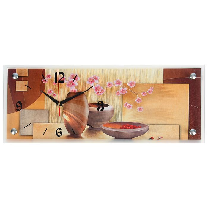 Часы настенные прямоугольные "Декоративные вазы", 20х50 см микс