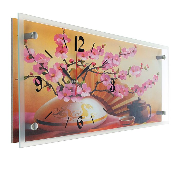 Часы настенные прямоугольные "Натюрморт с орхидеей", 20х50 см