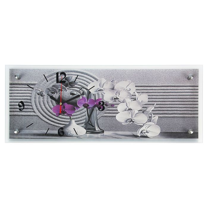 Часы настенные прямоугольные "Композиция из орхидеи", 20х50 см микс