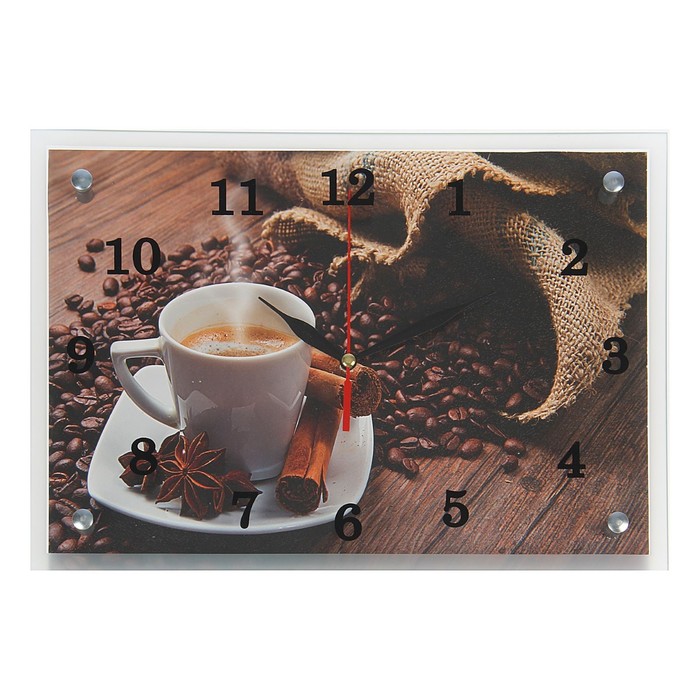 Часы настенные прямоугольные "Кофе и зерна", 25х35 см  микс