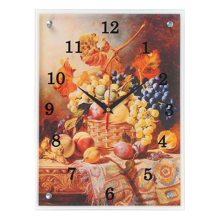 Часы настенные прямоугольные "фрукты и овощи", 30х40 см микс