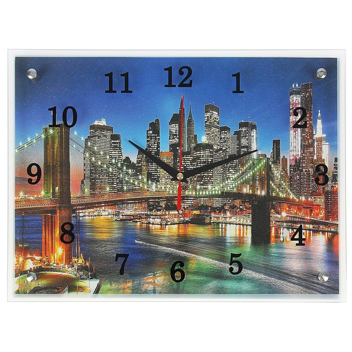 Часы-картина настенные прямоугольные "Ночной город", 30х40 см микс
