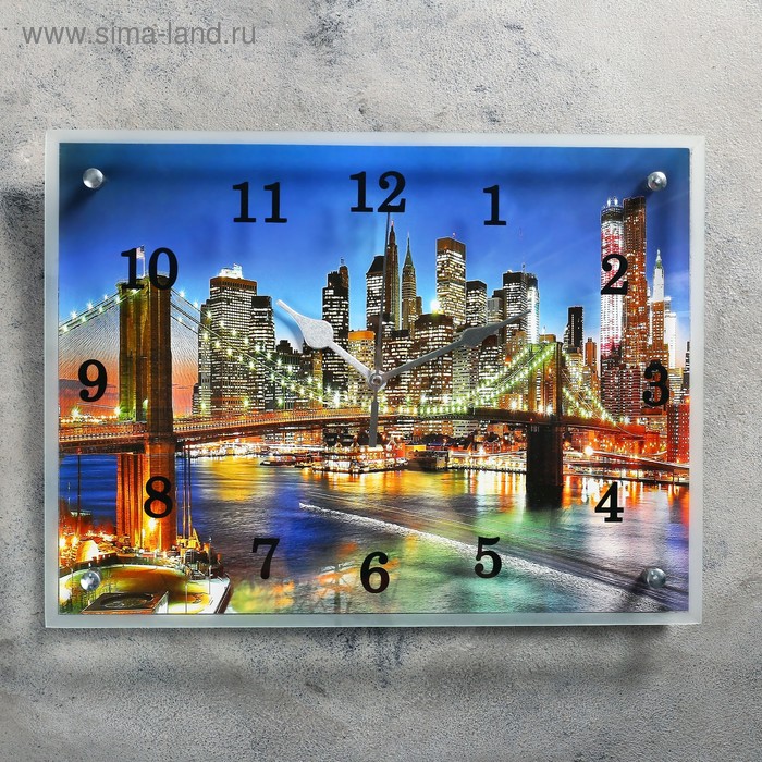 Часы-картина настенные, серия: Город, Ночной город и архитектура, 30х40 см