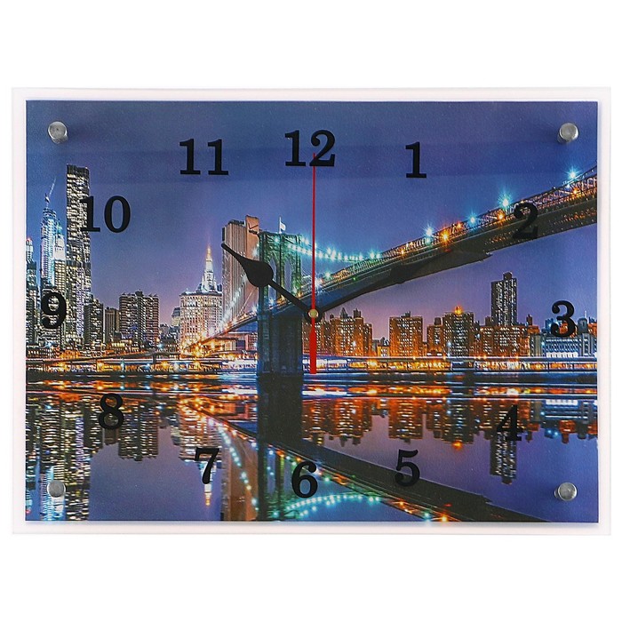 Часы настенные, серия: Город, Бруклинский мост, 30х40 см