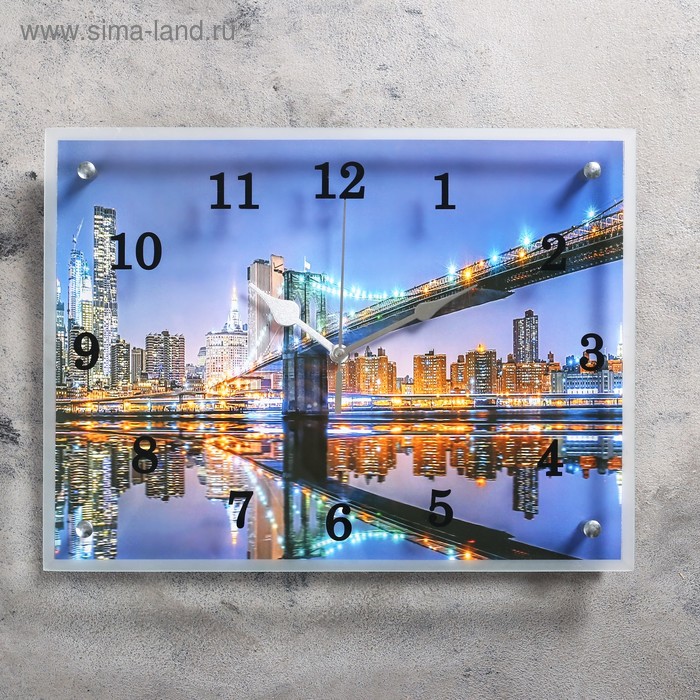 Часы настенные, серия: Город, Бруклинский мост, 30х40 см