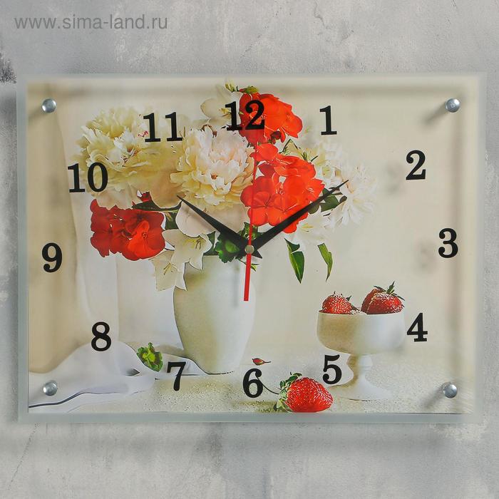 Часы-картина настенные, серия: Цветы, Цветы в вазе, 30х40 см