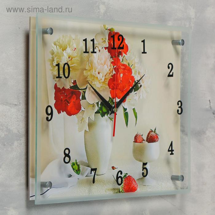 фото Часы-картина настенные, серия: цветы, "цветы в вазе", 30х40 см сюжет