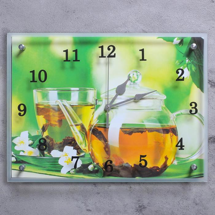 Часы-картина настенные, серия: Кухня, Чайничек чая, 30х40 см