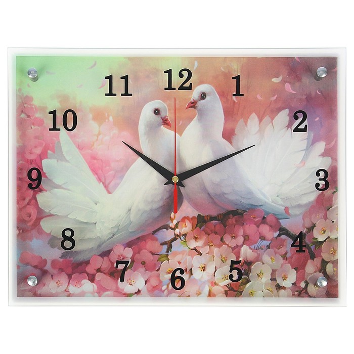 Часы настенные прямоугольные "Два голубя ", 30х40 см микс