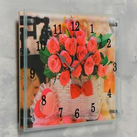 

Часы настенные, серия: Цветы, "Корзина роз", 30х40 см, микс
