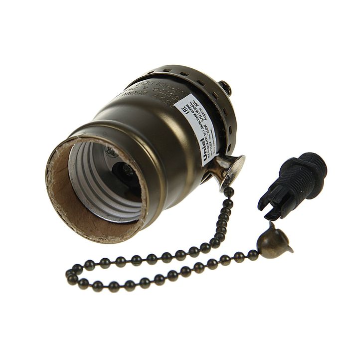 Патрон декоративный Uniel Vintage, шнуровой выключатель, цвет бронза