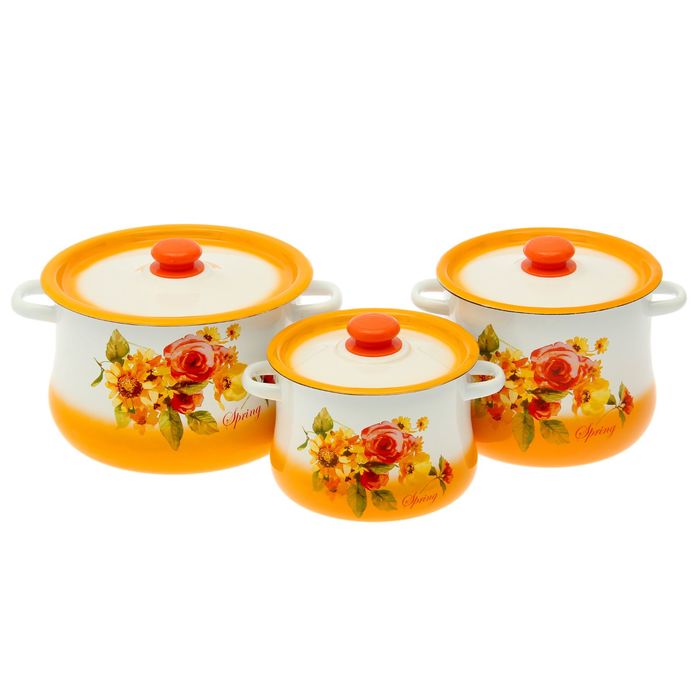 Набор кастрюль "Весна", 3 предмета: 4 л, 5,5 л, 8 л