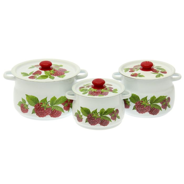 Набор кастрюль Малиновый звон", 3 предмета: 4 л, 5,5 л, 8 л
