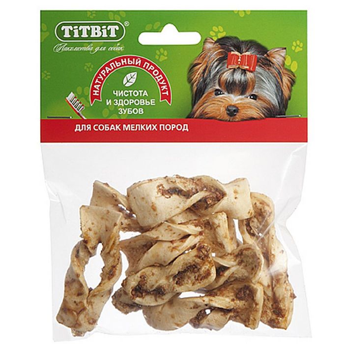 Лакомство для собак TitBit плетенки из кожи, мягкая упаковка