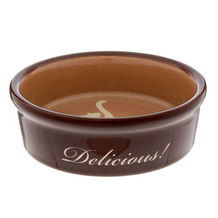 Миска керамическая для кошек "Грация", 250 мл, коричневая