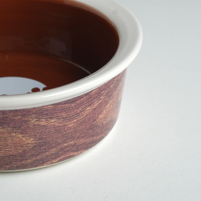 Миска керамическая с принтом под дерево, 500 мл