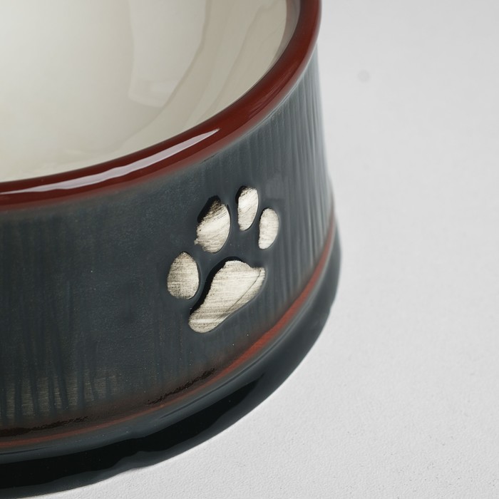 Миска керамическая, текстура дерево с лапками, 330 мл, коричневая