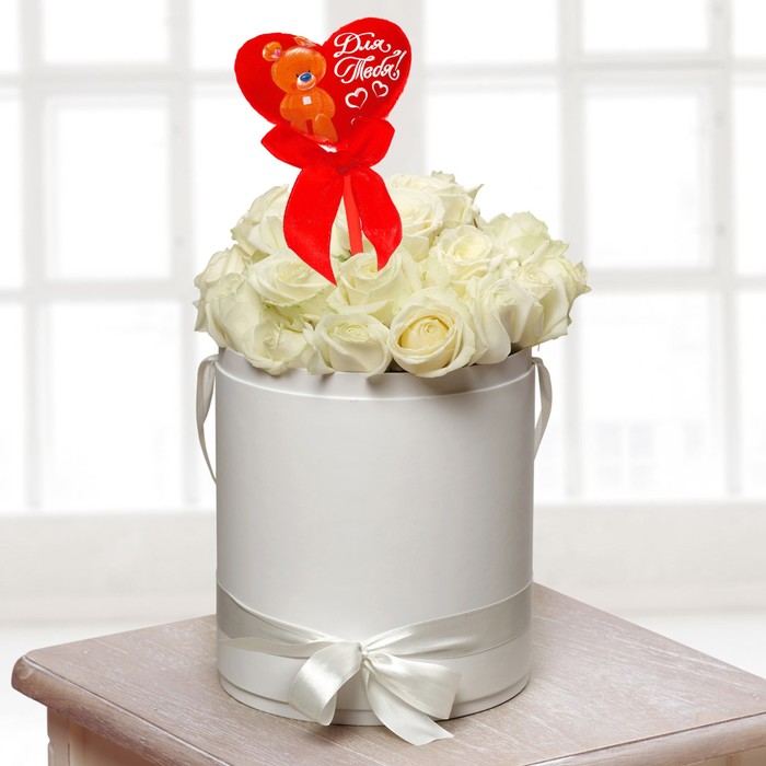 Сердечко на палочке "С нежностью"мишка