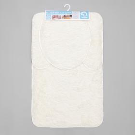 Набор ковриков для ванны и туалета Доляна «Плюшевый», 3 шт: 80×49, 40×49, 40×35 см, цвет белый от Сима-ленд