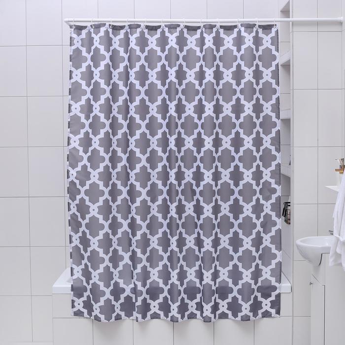Штора для ванной 180х180 см "Марокко", полиэстер, цвет серый