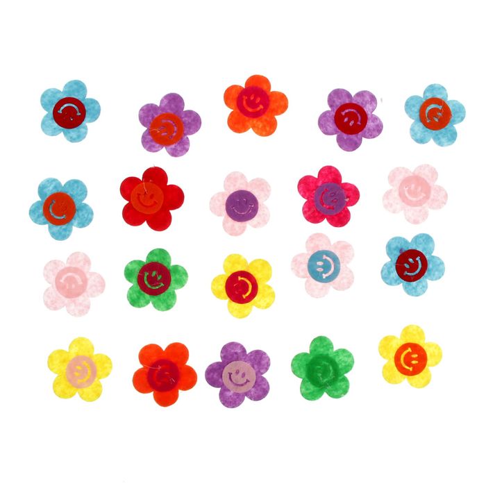 Декор для творчества "Цветочек-смайл", набор 20 шт., МИКС