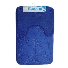 Набор ковриков для ванны и туалета Доляна «Дельфины», 2 шт: 40×50, 50×80 см, цвет МИКС от Сима-ленд