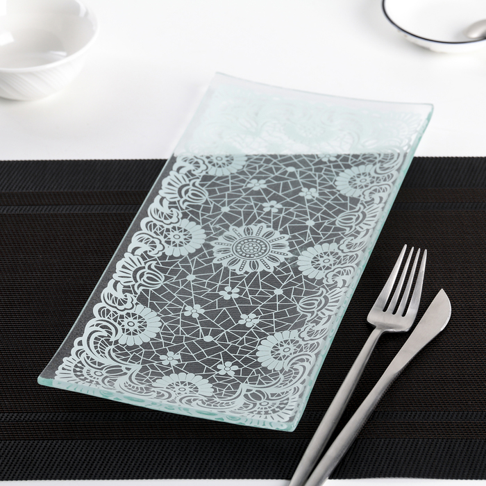 Блюдо прямоугольное "Кружева" 33х15х1,5 см