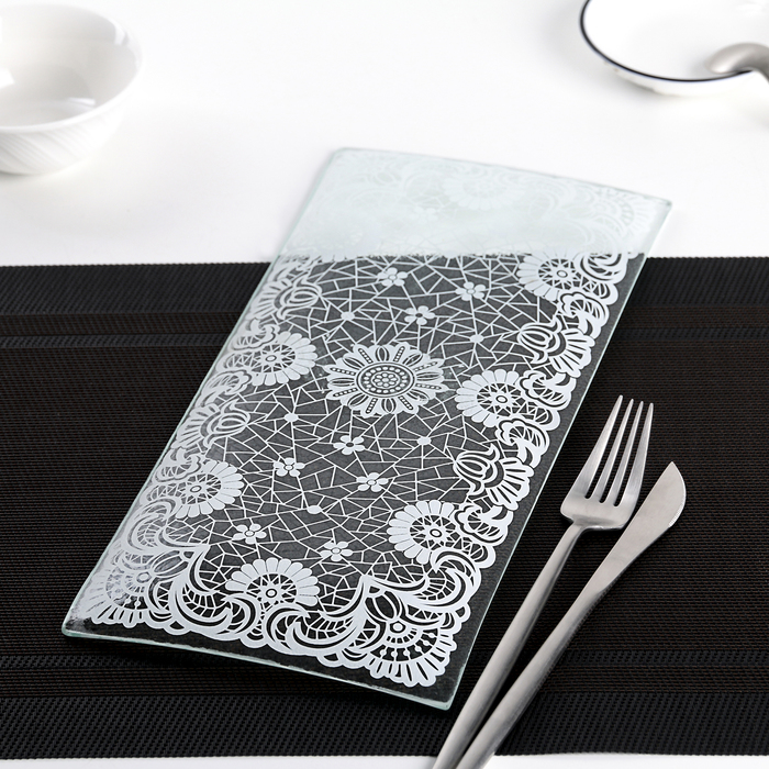 Блюдо прямоугольное "Кружева" 33х15х1,5 см