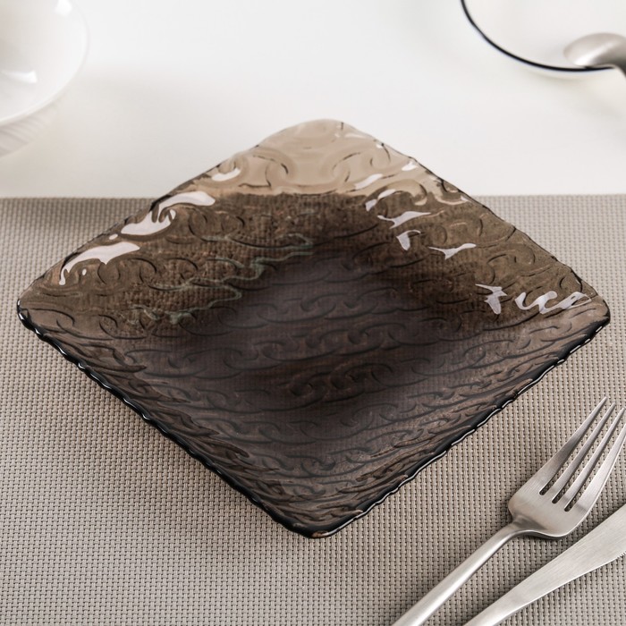 Тарелка 16,5 см "Цепь", цвет серо-коричневый