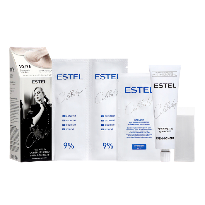 

Краска-уход для волос Estel Celebrity тон 10/16 полярный блондин