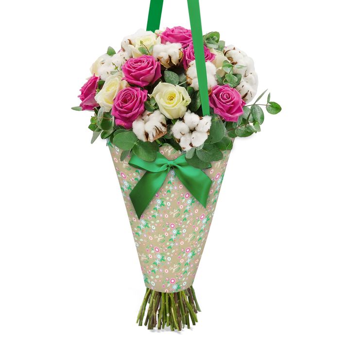 Конверт‒конус для цветов «От всей души», 8 × 26,5 см