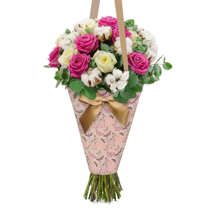 Конверт‒конус для цветов «Бабочки», 8 × 26,5 см