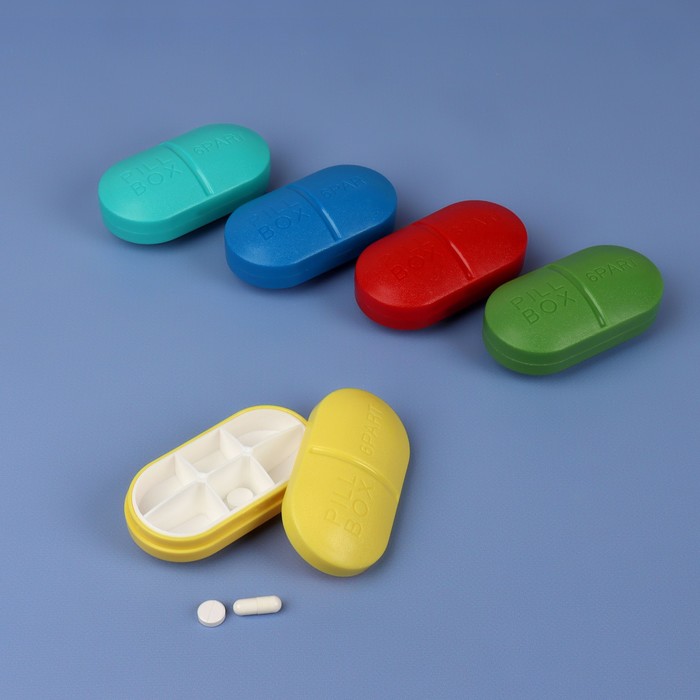 Таблетница «Pill Box», 6 секций, 10 × 5,5 × 3 см, цвет МИКС