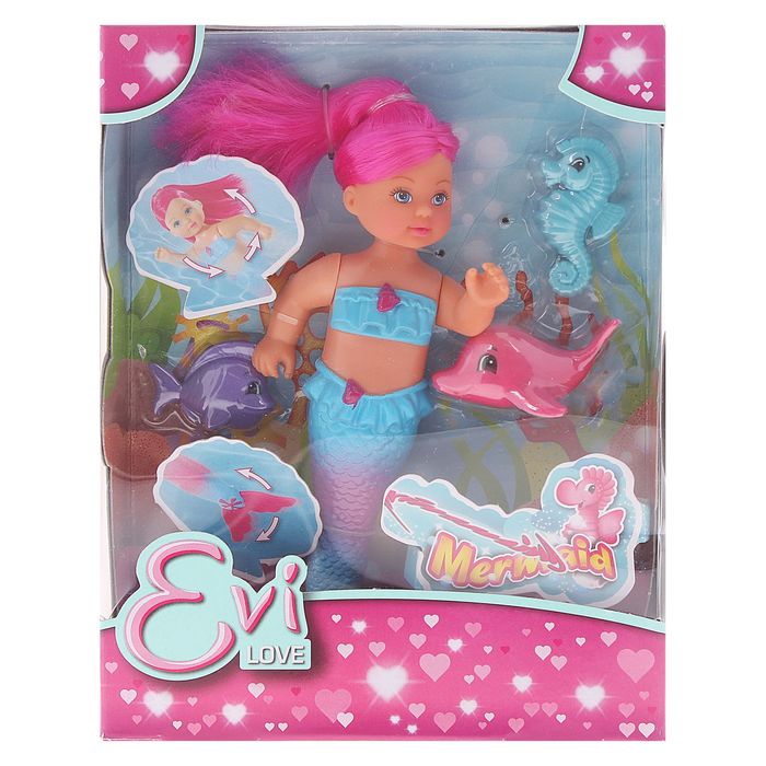 Кукла "Еви-русалка с двигающимся хвостом и морскими животными", МИКС