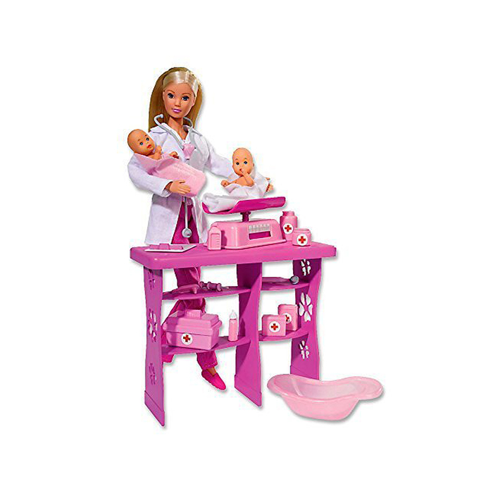 Набор "Штеффи-детский доктор": кукла, 2 малыша, 12 медицинских инструментов