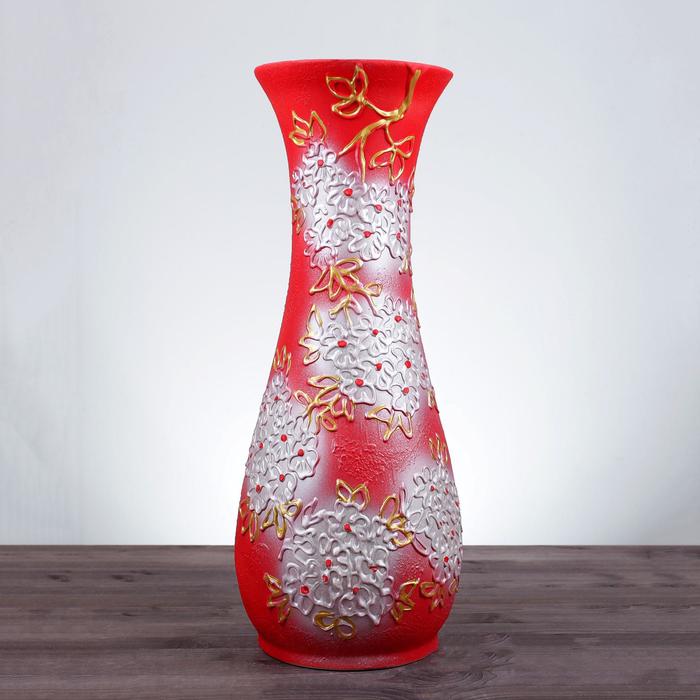 Ваза "Осень" стразы, рисунок, цветы, красная